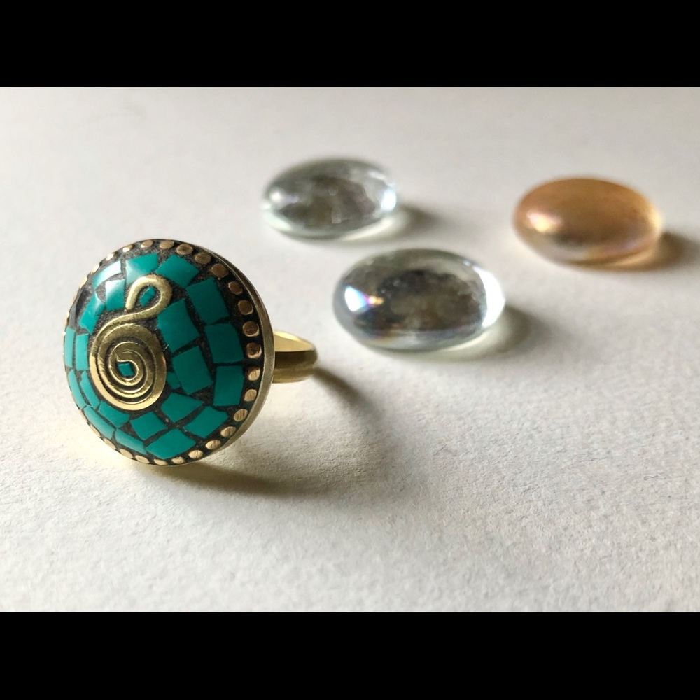 Turquoise Color Snake Tibetan Ring Adjustable size